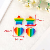 10pcs LGBT Rainbow Heart Star Earring Charms Resin DIY Accessories