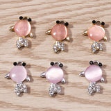 10pcs Crystal Charms Love Heart Animal Pendants DIY Jewelry
