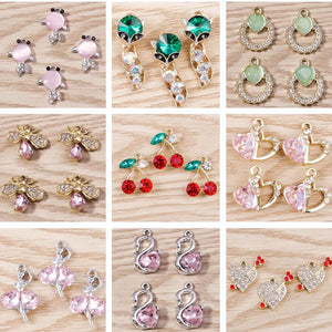 10pcs Crystal Charms Love Heart Animal Pendants DIY Jewelry