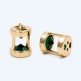 10pcs Emerald CZ Paved Cylinder Hourglass Pendants for Jewelry Making