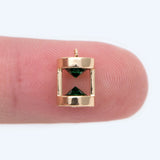 10pcs Emerald CZ Paved Cylinder Hourglass Pendants for Jewelry Making