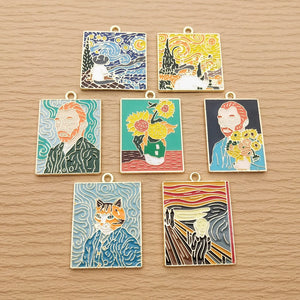 10pcs Abstract Painting Charm for Jewelry Making Earring Pendant Necklace