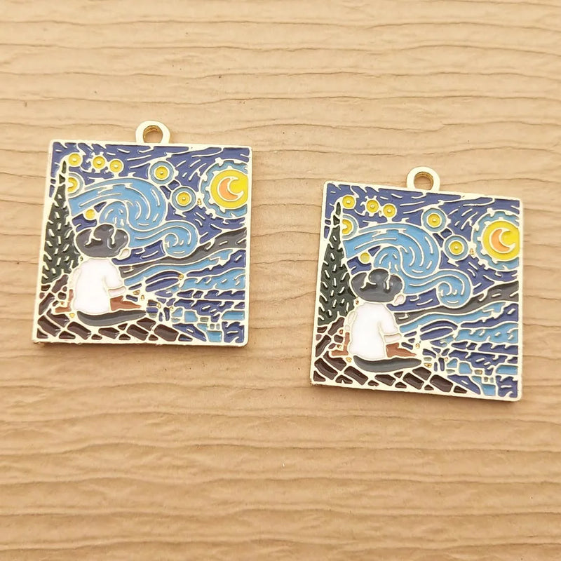 10pcs Abstract Painting Charm for Jewelry Making Earring Pendant Necklace