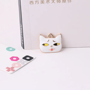 10pcs Enamel Cat Head Charms Bracelet Findings Women Girl Pendant