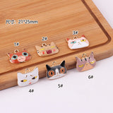 10pcs Enamel Cat Head Charms Bracelet Findings Women Girl Pendant