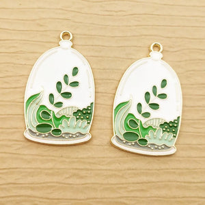 10pcs Enamel Flower Bottle Charm for Jewelry Making