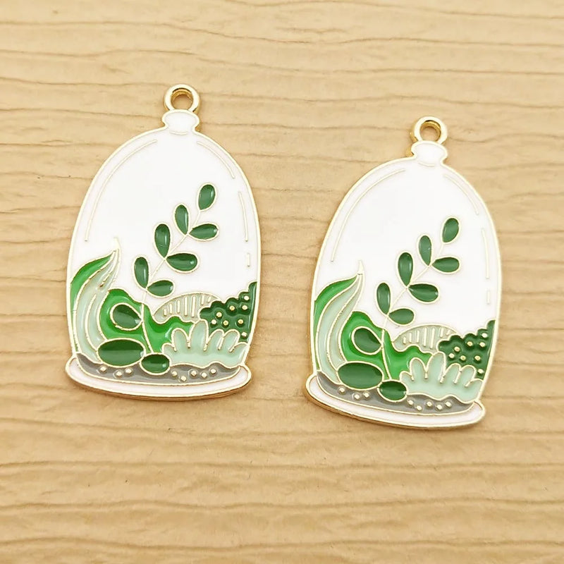 10pcs Enamel Flower Bottle Charm for Jewelry Making