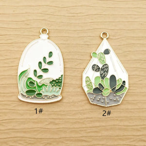 10pcs Enamel Flower Bottle Charm for Jewelry Making