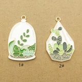 10pcs Enamel Flower Bottle Charm for Jewelry Making