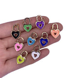 10pcs Enamel Brass Plated Lock Charms Pendants for DIY Necklace Bracelet
