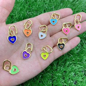 10pcs Enamel Brass Plated Lock Charms Pendants for DIY Necklace Bracelet