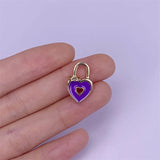 10pcs Enamel Brass Plated Lock Charms Pendants for DIY Necklace Bracelet