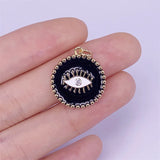 10pcs Enamel Round Eyes Pendants Charms 19x21mm for Jewelry Making