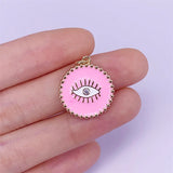 10pcs Enamel Round Eyes Pendants Charms 19x21mm for Jewelry Making