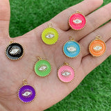 10pcs Enamel Round Eyes Pendants Charms 19x21mm for Jewelry Making