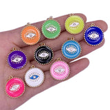 10pcs Enamel Round Eyes Pendants Charms 19x21mm for Jewelry Making
