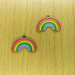 10pcs Enamel Cartoon Rainbow Charms for DIY Jewelry Making