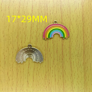 10pcs Enamel Cartoon Rainbow Charms for DIY Jewelry Making