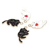 10pcs Enamel Cat Charm For Jewelry Making Charm Bracelet Charms DIY Findings