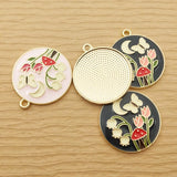 10pcs Enamel Flower Charm Jewelry Making Bulk Garden Earring Pendant