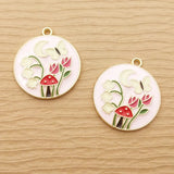 10pcs Enamel Flower Charm Jewelry Making Bulk Garden Earring Pendant