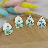 10pcs Enamel Green Plant Potted Cactus Metal Charms Pendants