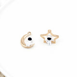 10pcs Enamel Moon Star Astronaut Charms DIY Jewelry Making Earring Pendant