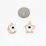 10pcs Enamel Moon Star Astronaut Charms DIY Jewelry Making Earring Pendant