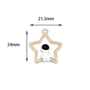 10pcs Enamel Moon Star Astronaut Charms DIY Jewelry Making Earring Pendant