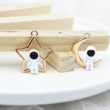 10pcs Enamel Moon Star Astronaut Charms DIY Jewelry Making Earring Pendant