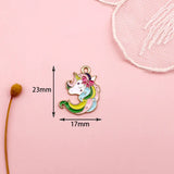10pcs Enamel Rainbow Unicorn Charms for Jewelry Making DIY