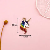 10pcs Enamel Rainbow Unicorn Charms for Jewelry Making DIY