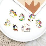10pcs Enamel Rainbow Unicorn Charms for Jewelry Making DIY