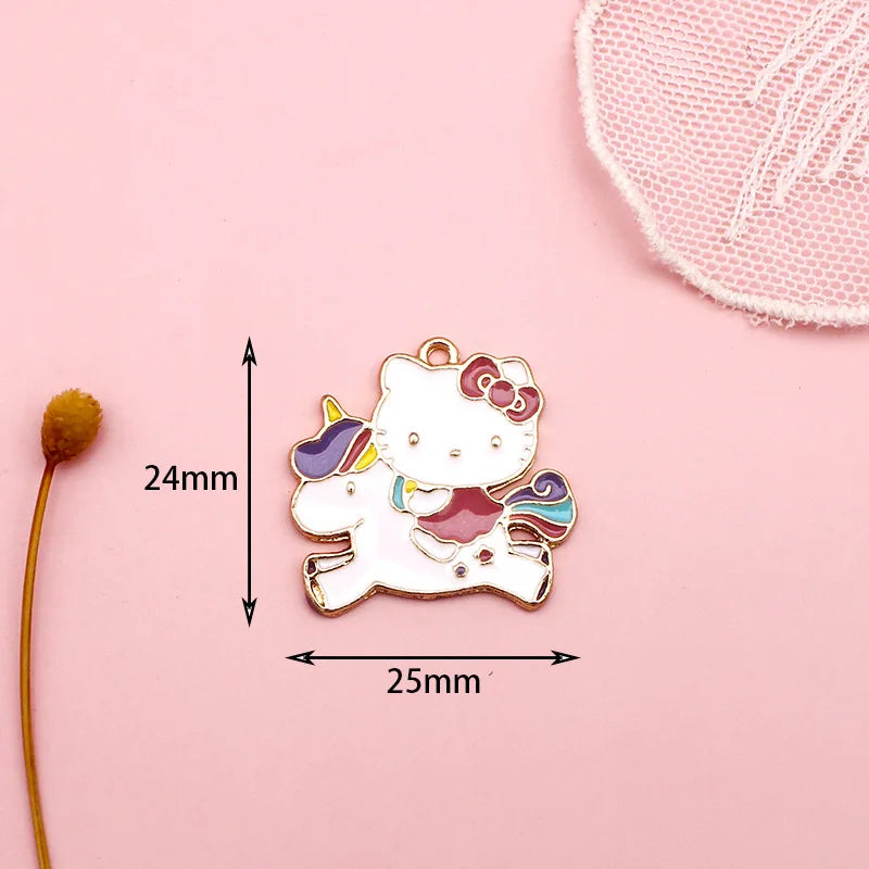 10pcs Enamel Rainbow Unicorn Charms for Jewelry Making DIY