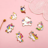 10pcs Enamel Rainbow Unicorn Charms for Jewelry Making DIY