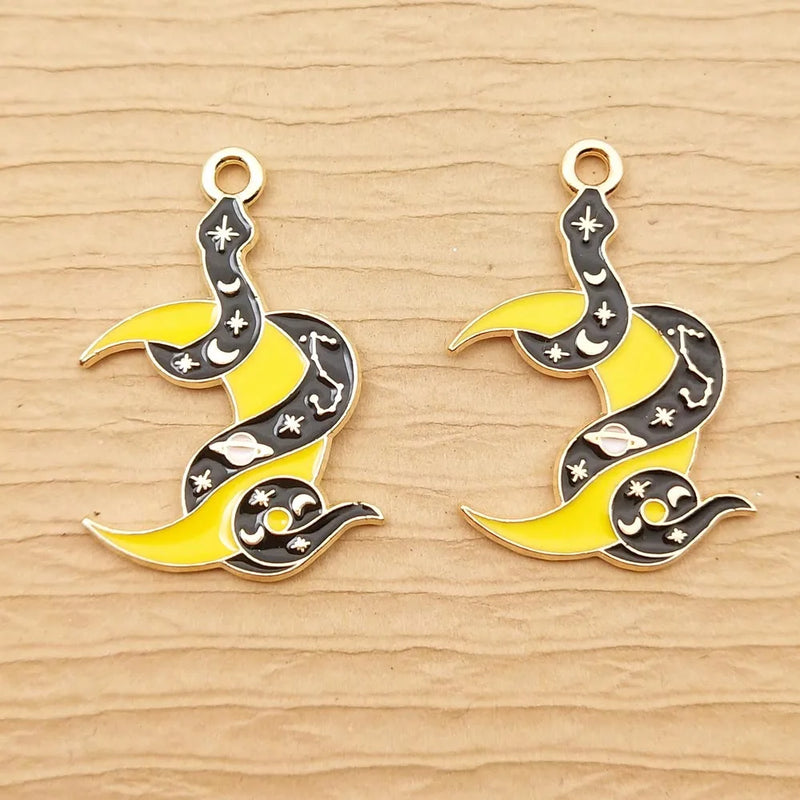 10pcs Enamel Skull Snake Charm for DIY Jewelry Making