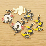 10pcs Enamel Skull Snake Charm for DIY Jewelry Making