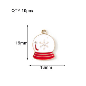 10pcs Enamel Snow Globe Christmas Charm Jewelry Making Charms