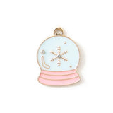 10pcs Enamel Snow Globe Christmas Charm Jewelry Making Charms