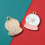 10pcs Enamel Snow Globe Christmas Charm Jewelry Making Charms