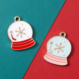 10pcs Enamel Snow Globe Christmas Charm Jewelry Making Charms