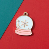 10pcs Enamel Snow Globe Christmas Charm Jewelry Making Charms