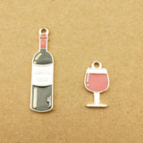 10pcs Enamel Wine Bottle Cup Charm for Jewelry Making