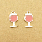 10pcs Enamel Wine Bottle Cup Charm for Jewelry Making