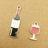 10pcs Enamel Wine Bottle Cup Charm for Jewelry Making