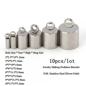 10pcs 316L Stainless Steel End Caps for DIY Bracelet Jewelry Making