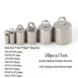 10pcs 316L Stainless Steel End Caps for DIY Bracelet Jewelry Making