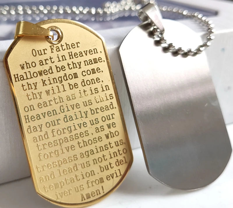 10pcs Lord's Prayer Pendant Necklace Stainless Steel