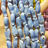 10pcs Evil Eye Fish Ceramic Beads 10x18mm DIY Spacer Bead for Jewelry Making