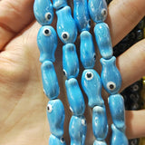 10pcs Evil Eye Fish Ceramic Beads 10x18mm DIY Spacer Bead for Jewelry Making